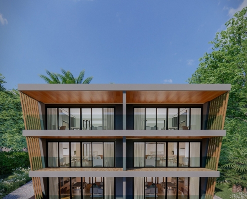 An exterior view of the Mandarin Oceanview Resort in Phuket Thailand.