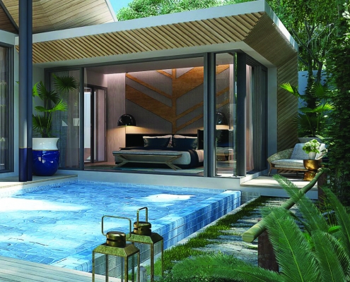 Pool view of the Pa-Klok Villas for sale in Phuket Thailand.